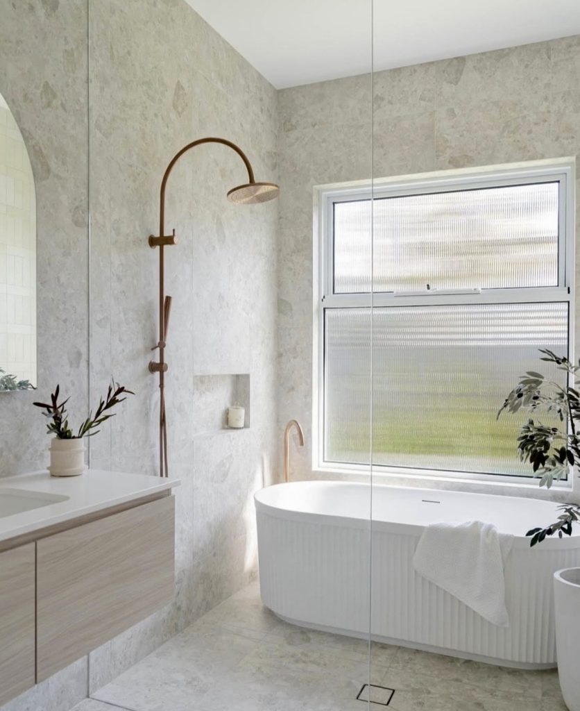 Minimalist Bathroom with Organic Warmth