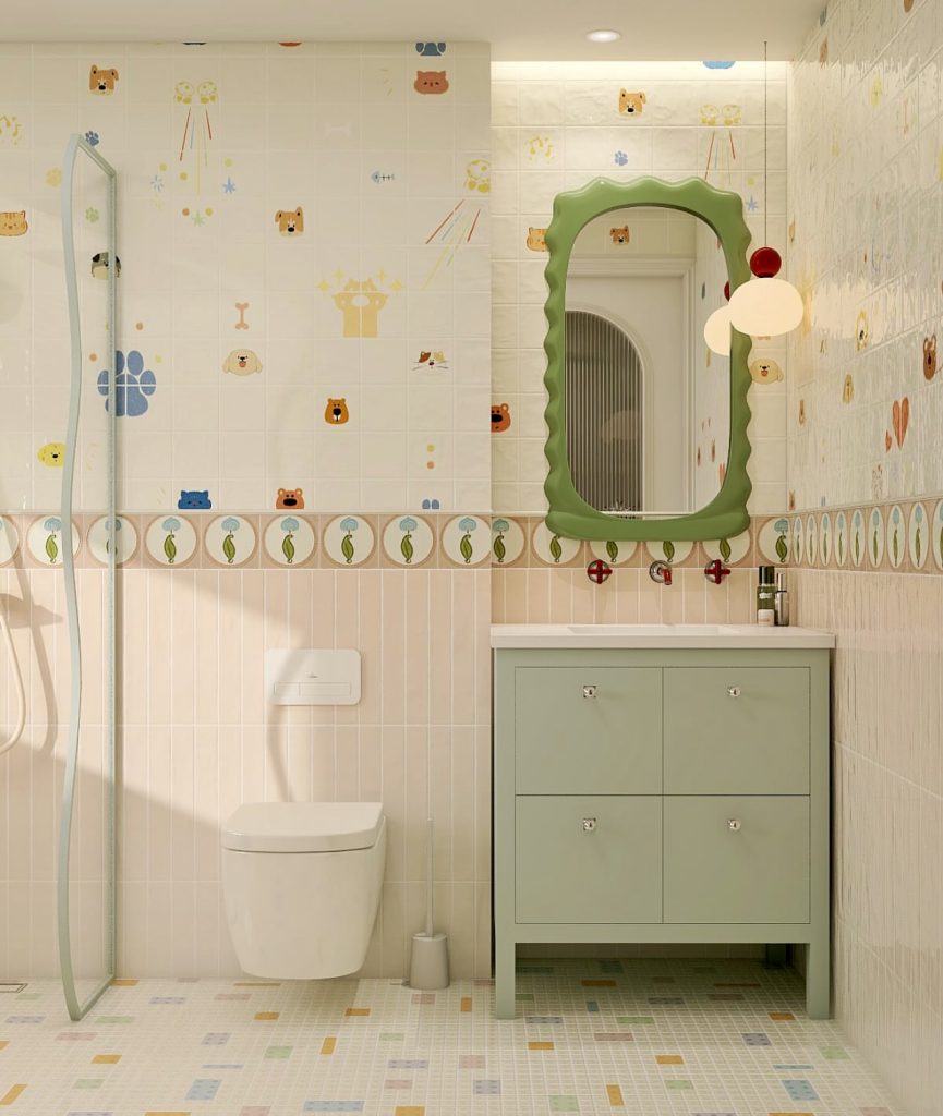 Playful Kids’ Bathroom with Pastels