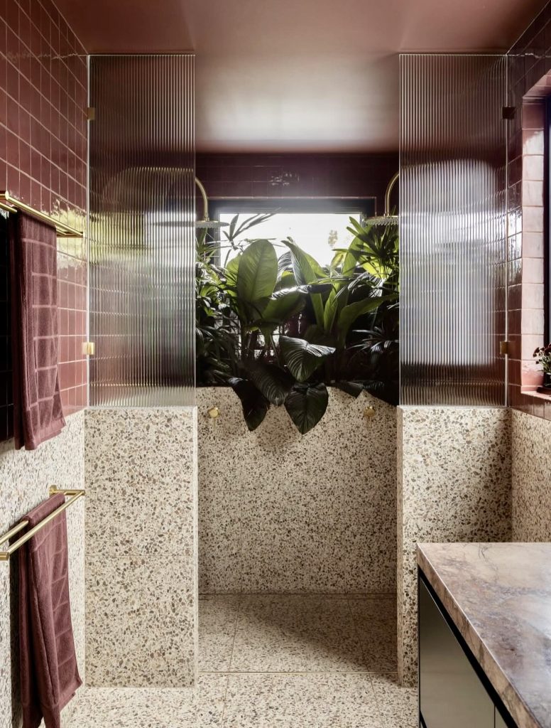 Botanical Bathroom with Terracotta Tiles