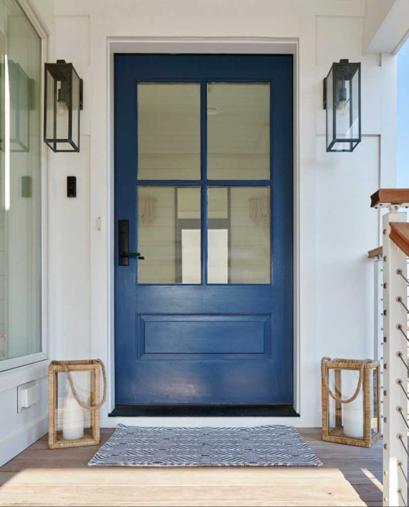 Coastal Blue Door on White Exterior