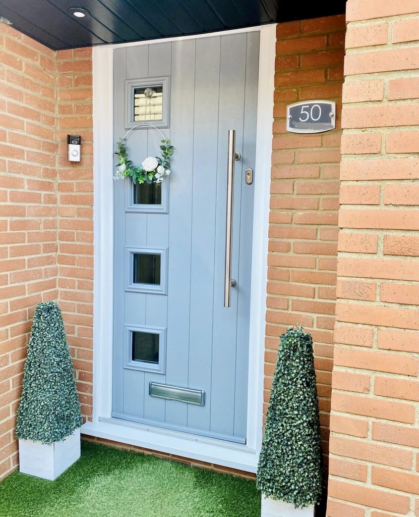 Cool Blue Door with Stainless Steel Handle