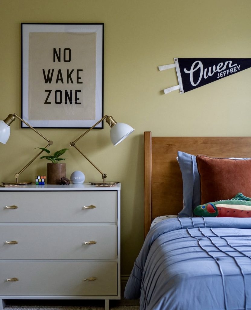 Muted Chartreuse Bedroom