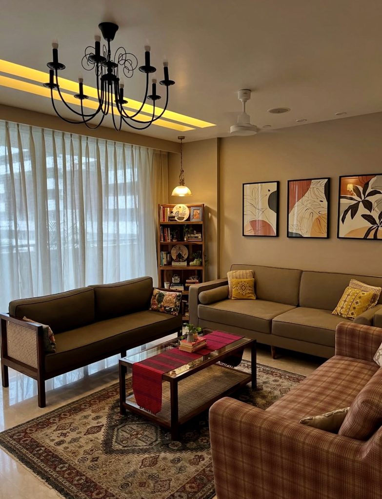 Warm Mid-Century Minimalist Living Room