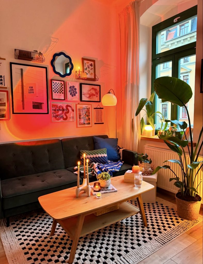 Color-Infused Moody Minimalist Living Room
