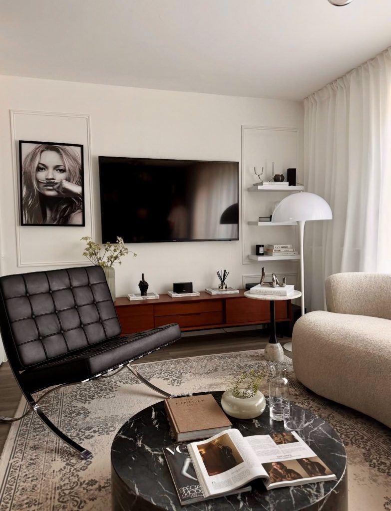 Modern Minimalist Living Room with Graphic Contrast