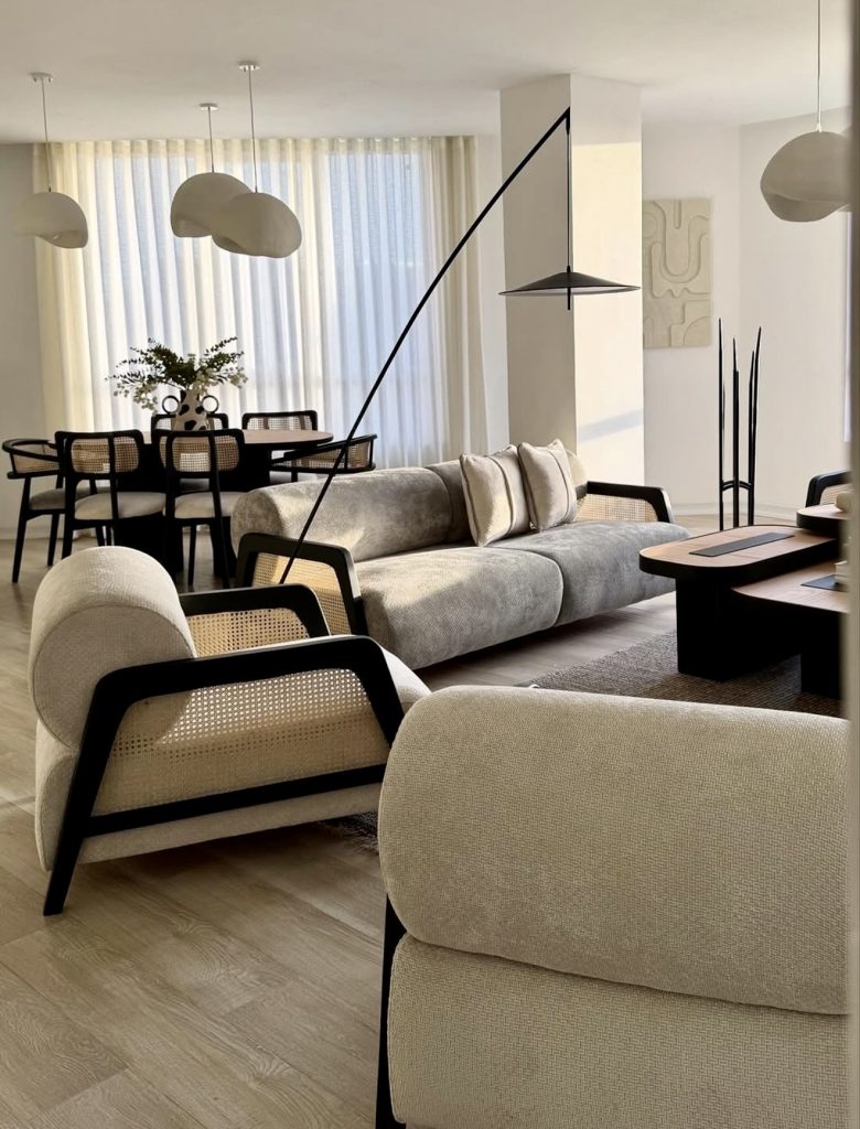 Contemporary Minimalist Living Room with Organic Geometry