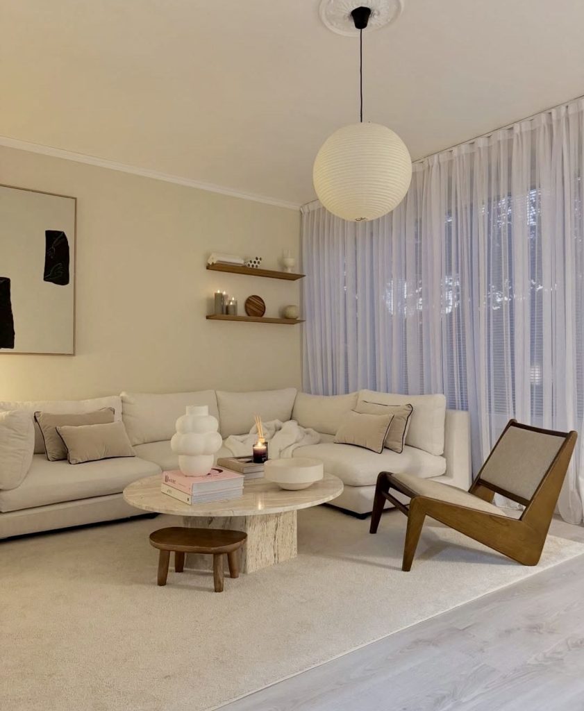 Cozy Contemporary Neutral Minimalist Living Room