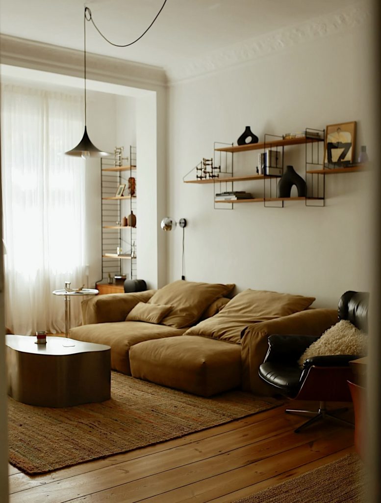 Warm Earthy Bohemian Minimalist Living Room