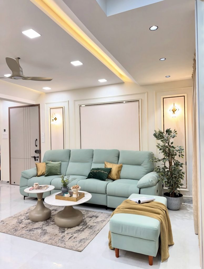 Playful Modern Minimalist Living Room with Color