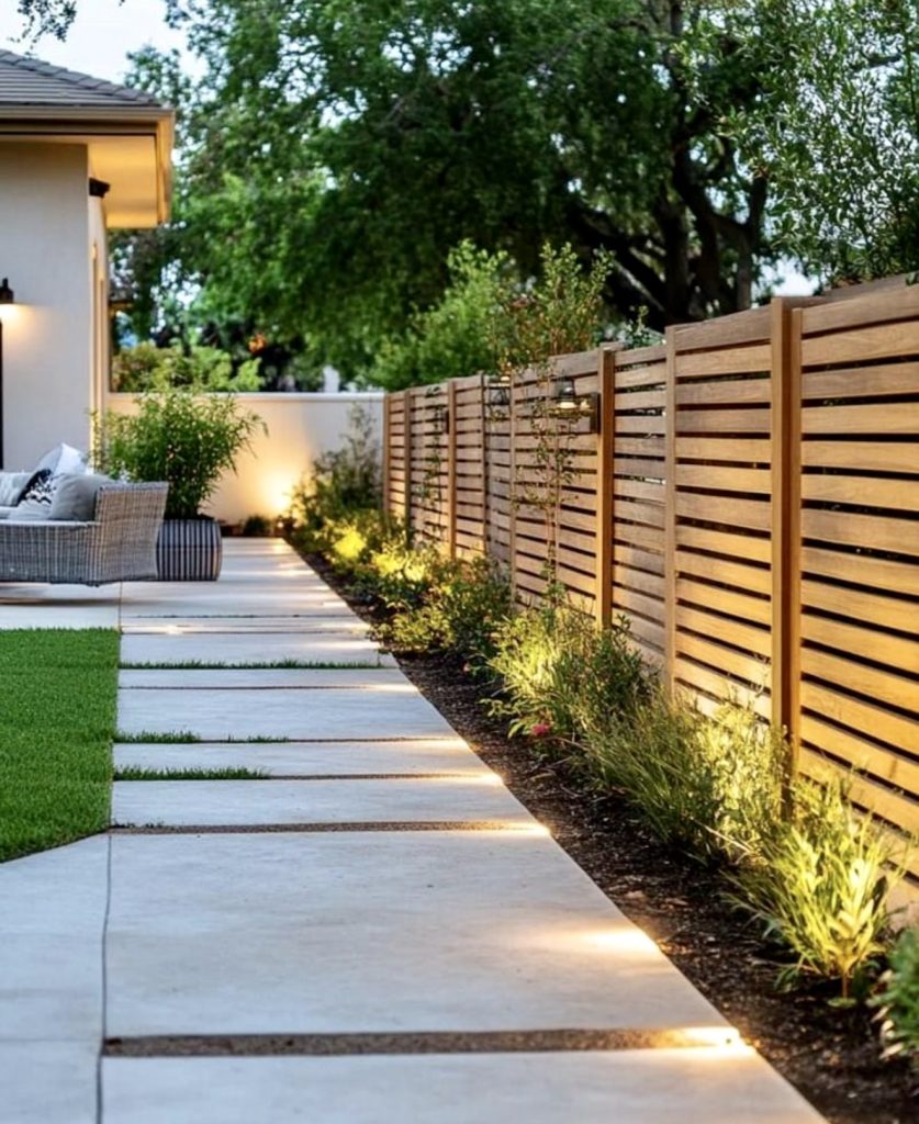 Modern side yard lighting