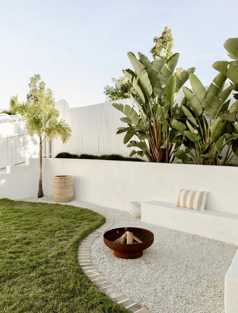 Mediterranean firepit area