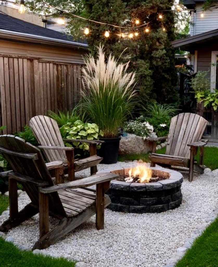 Cozy fire corner with plants