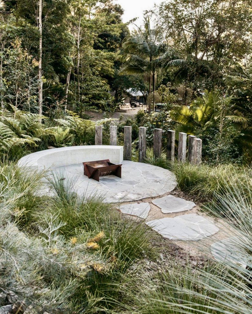 Fire circle with stone path