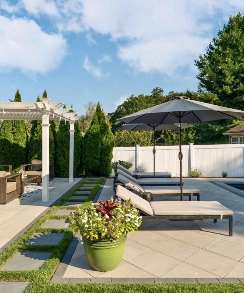 Poolside with pergola and loungers