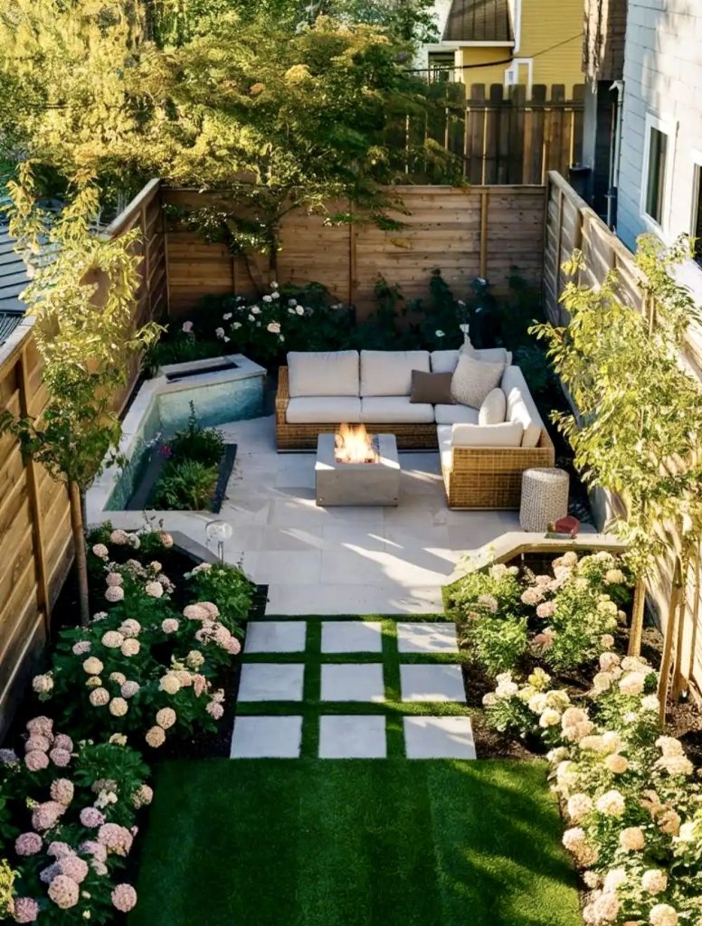 Symmetrical narrow yard