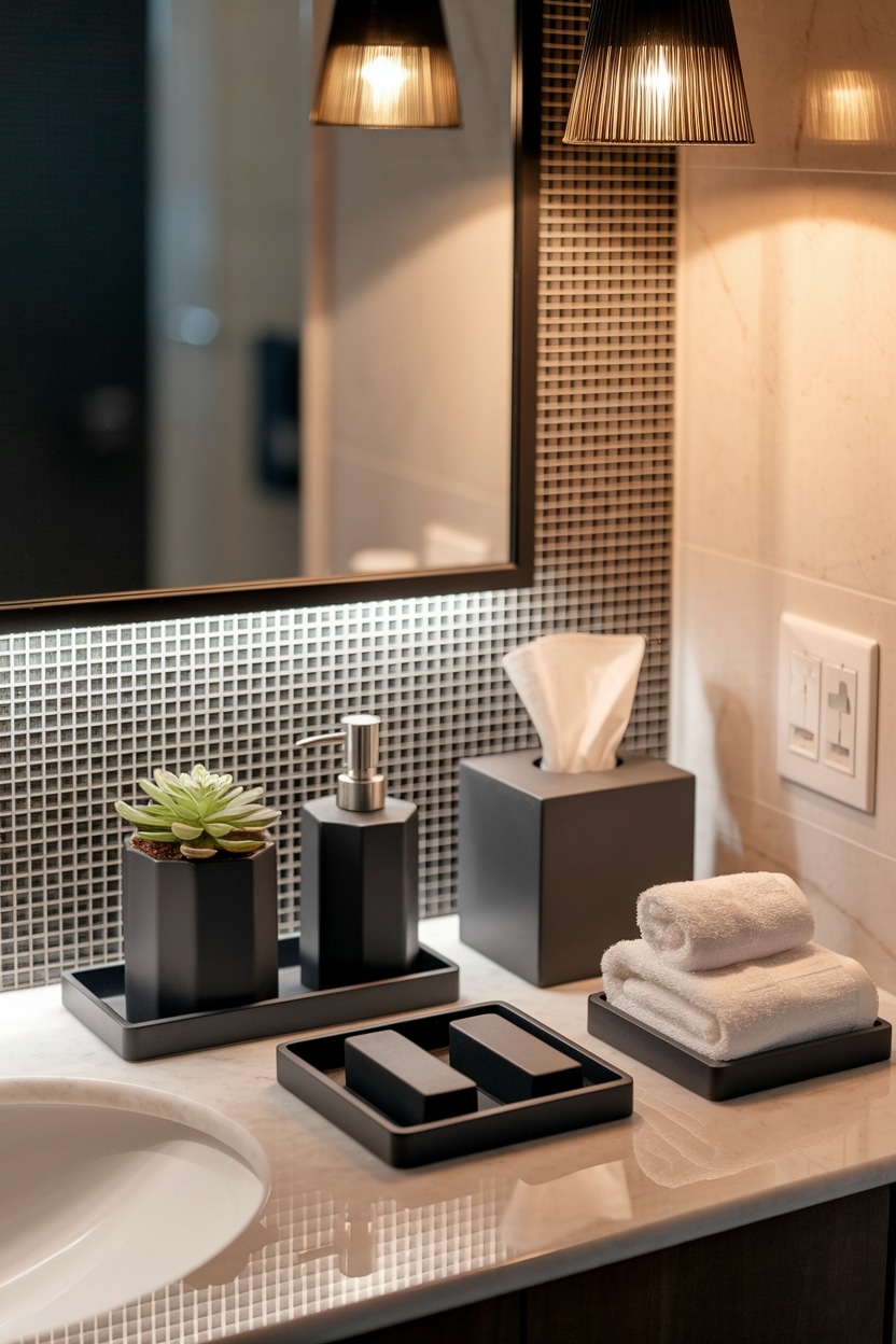 coordinated bath accessory set