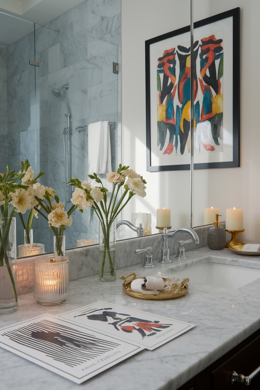 elevate bathroom with artwork