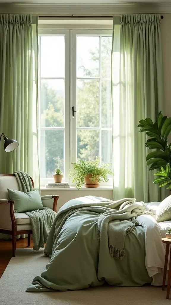 elegant sage green drapes