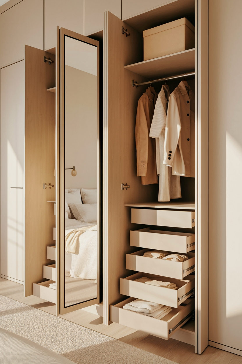 wardrobe featuring built in drawers