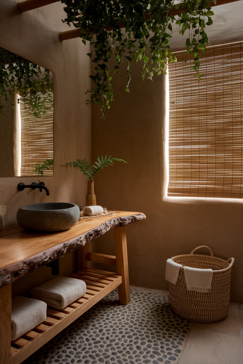 natural materials enhance bathrooms