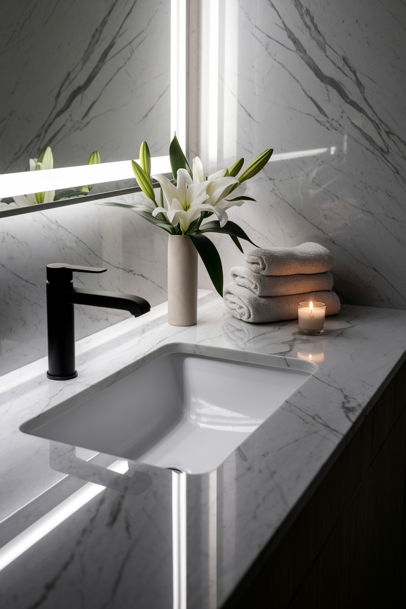 quartz countertop adds elegance