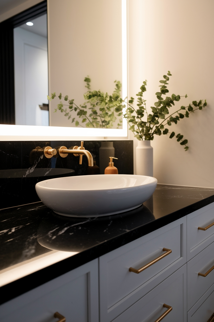 elegant black countertop accents