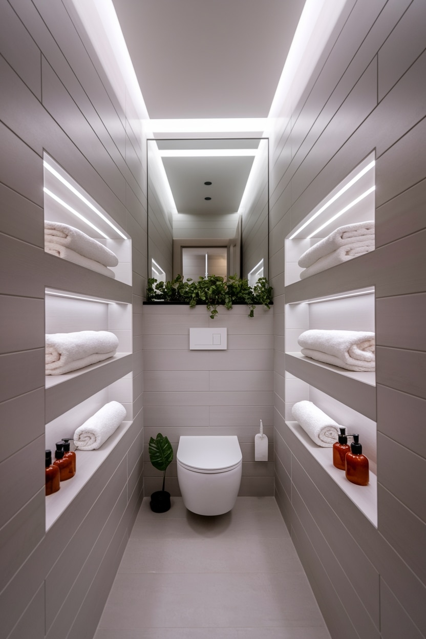 recessed shelving for storage