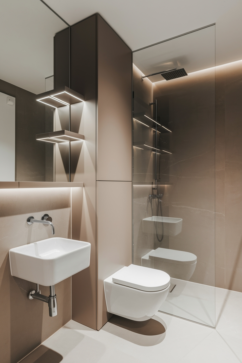 space efficient bathroom fixtures
