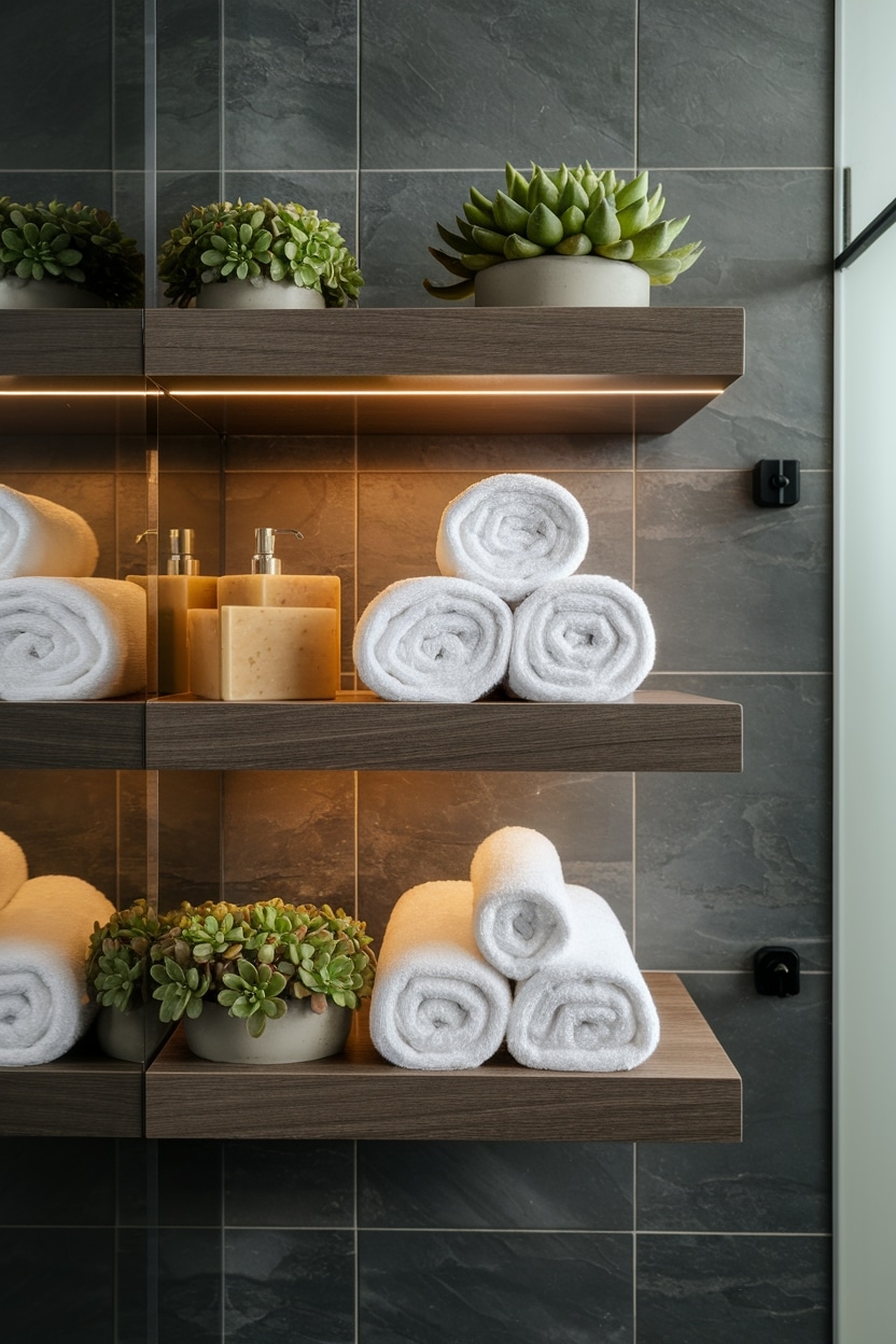 floating shelves for bathrooms