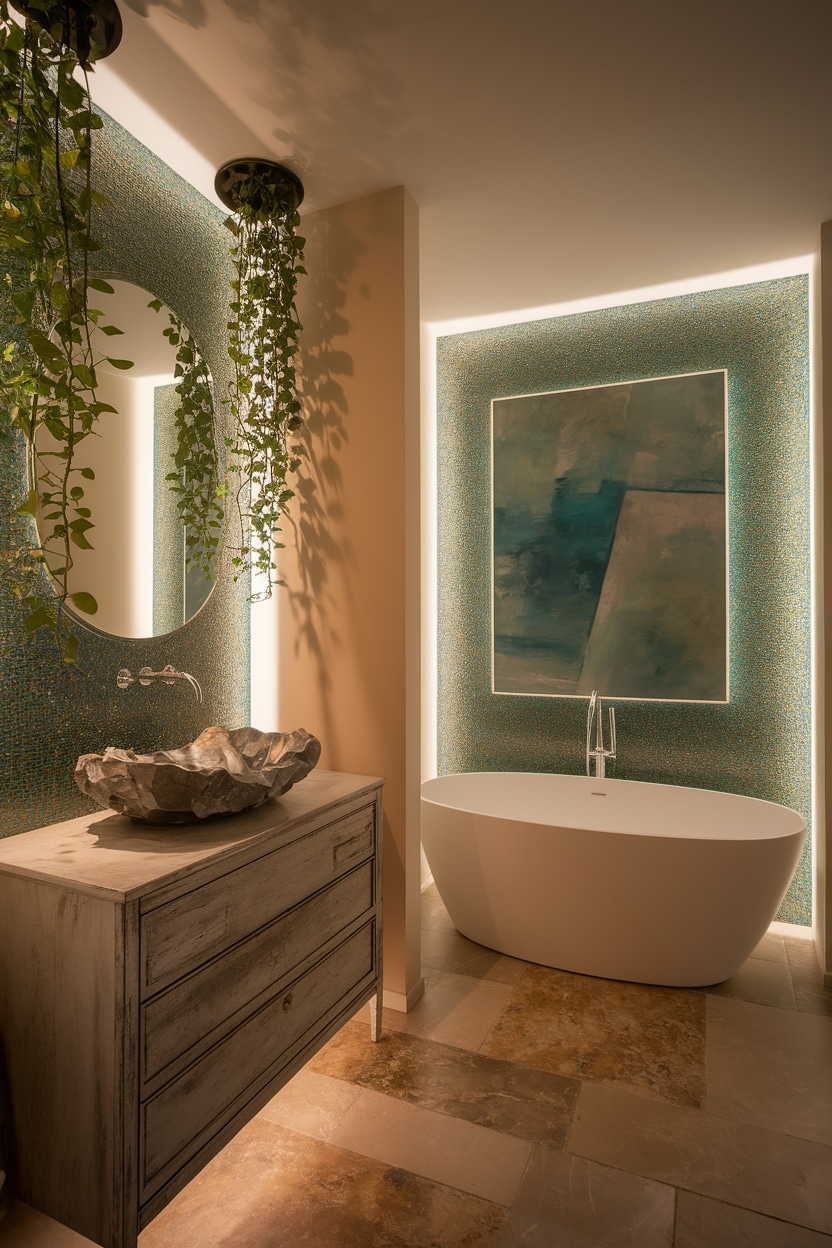 elevate bathroom with art