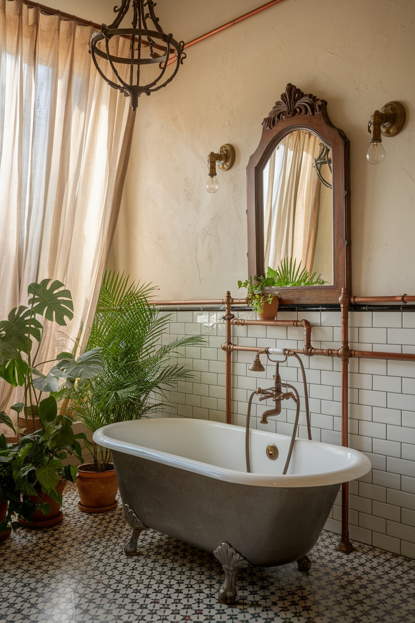 vintage fixtures enhance bathrooms