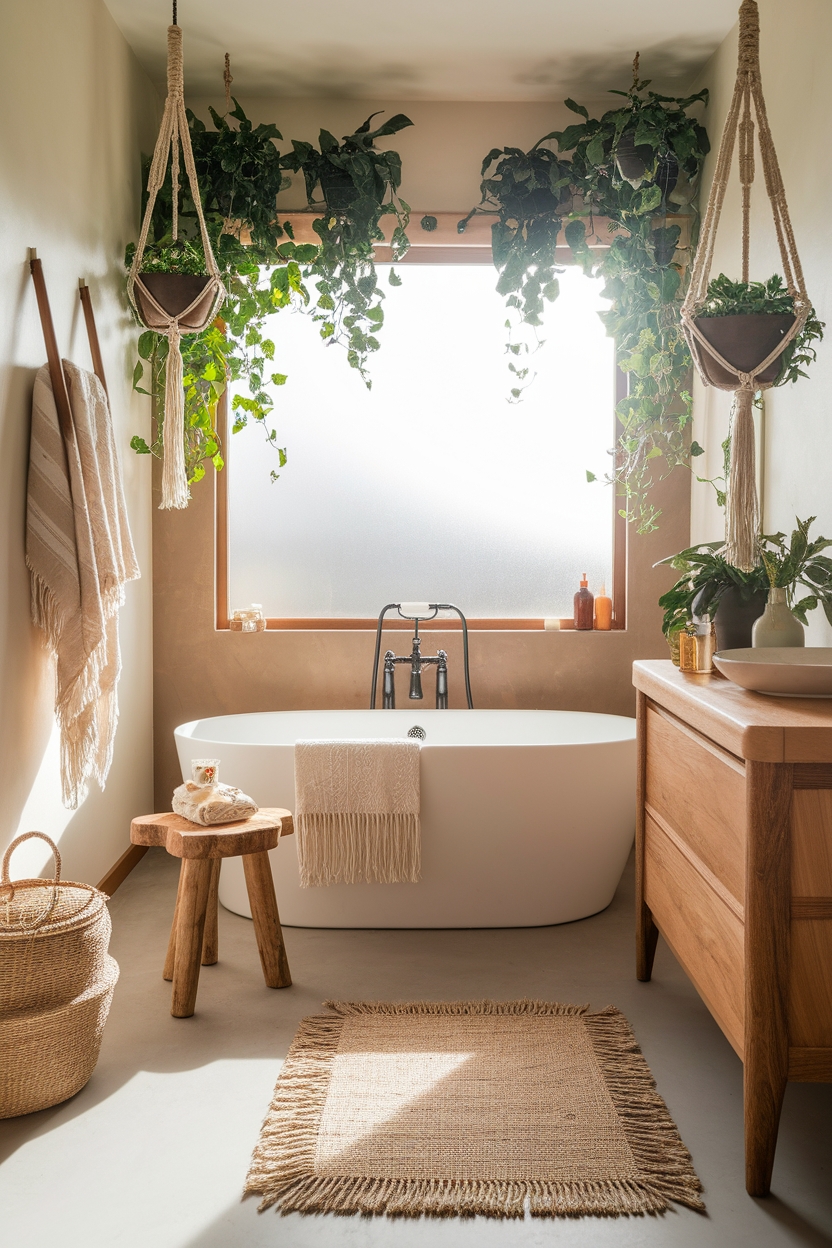 natural wood bathroom accents