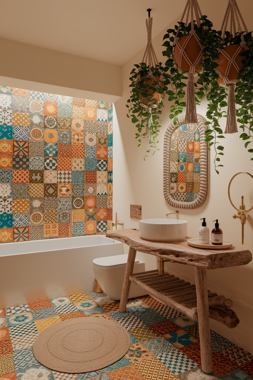 vibrant patterned tile decor