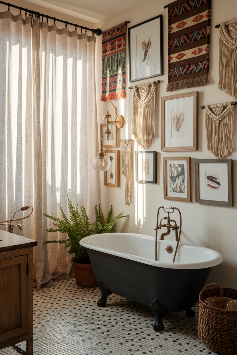 eclectic wall art display