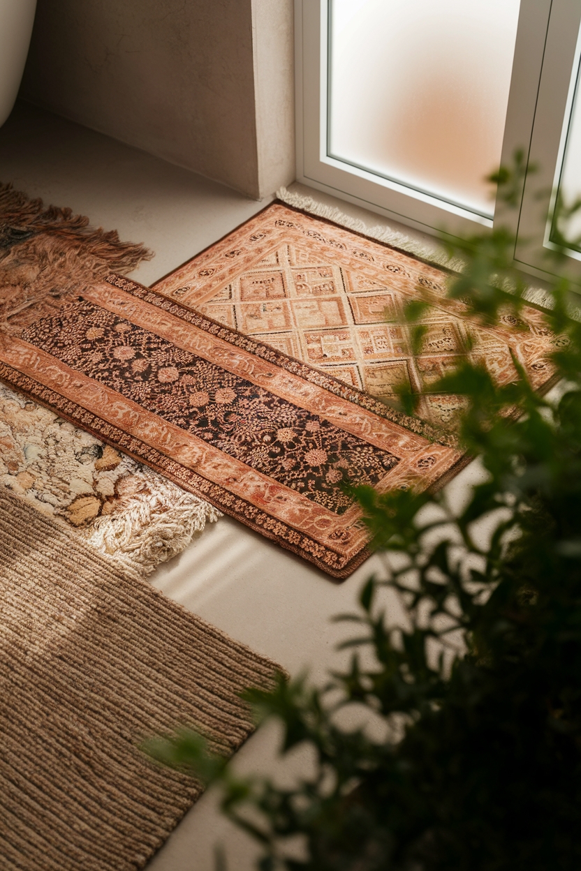 layered rugs enhance coziness