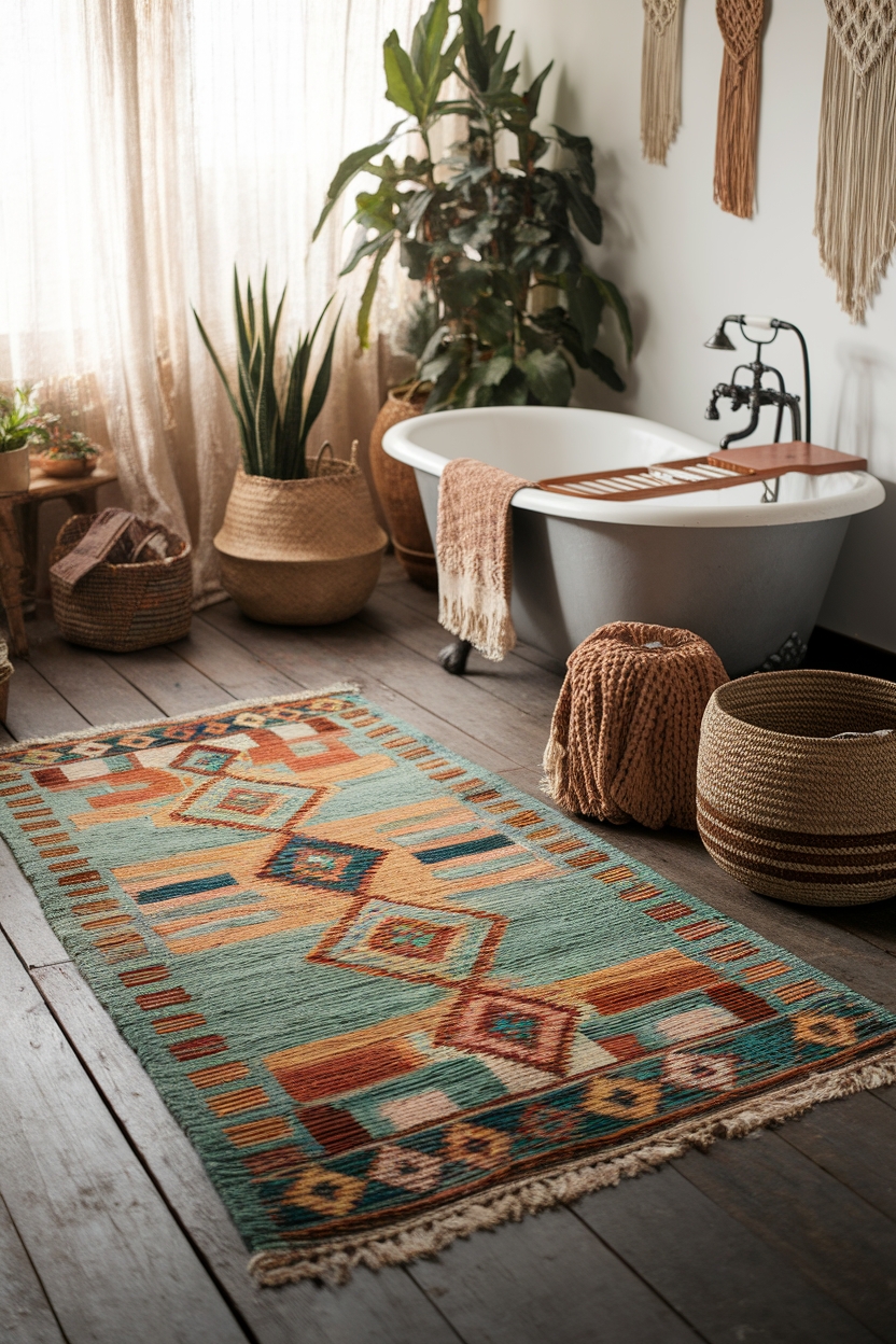 bohemian rugs for bathrooms