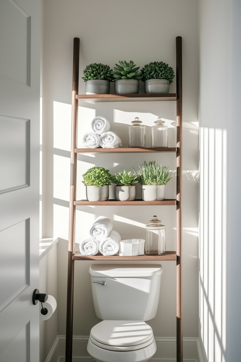 ladder shelf bathroom storage