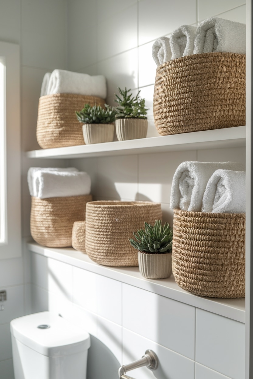 stylish bathroom organization baskets