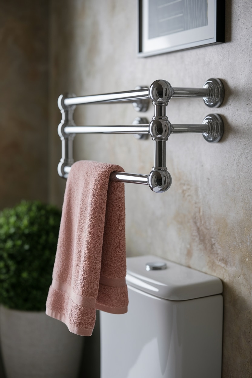 towel rack above toilet