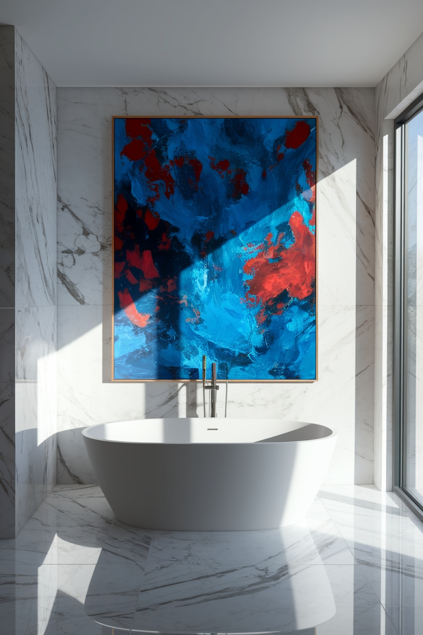bold oversized bathroom art