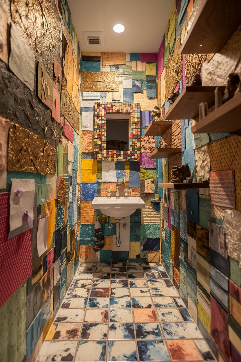 mixed media bathroom art