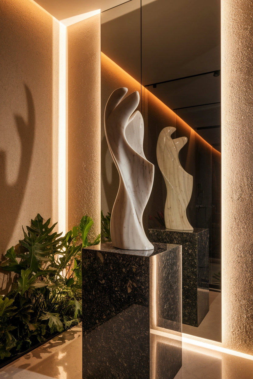 sculptural elements elevate bathrooms