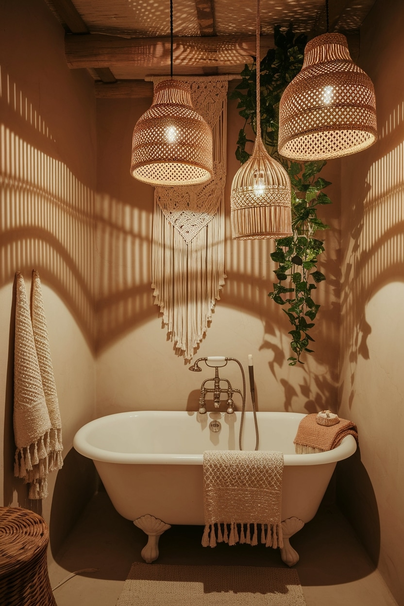 bohemian bathroom lighting ideas