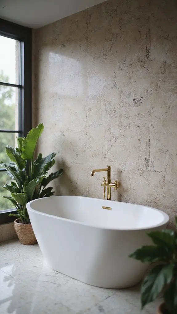 textured wallpaper bathroom transformation