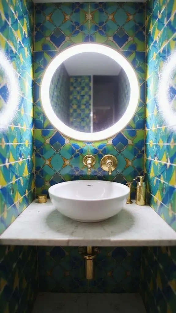 colorful tile bathroom accents
