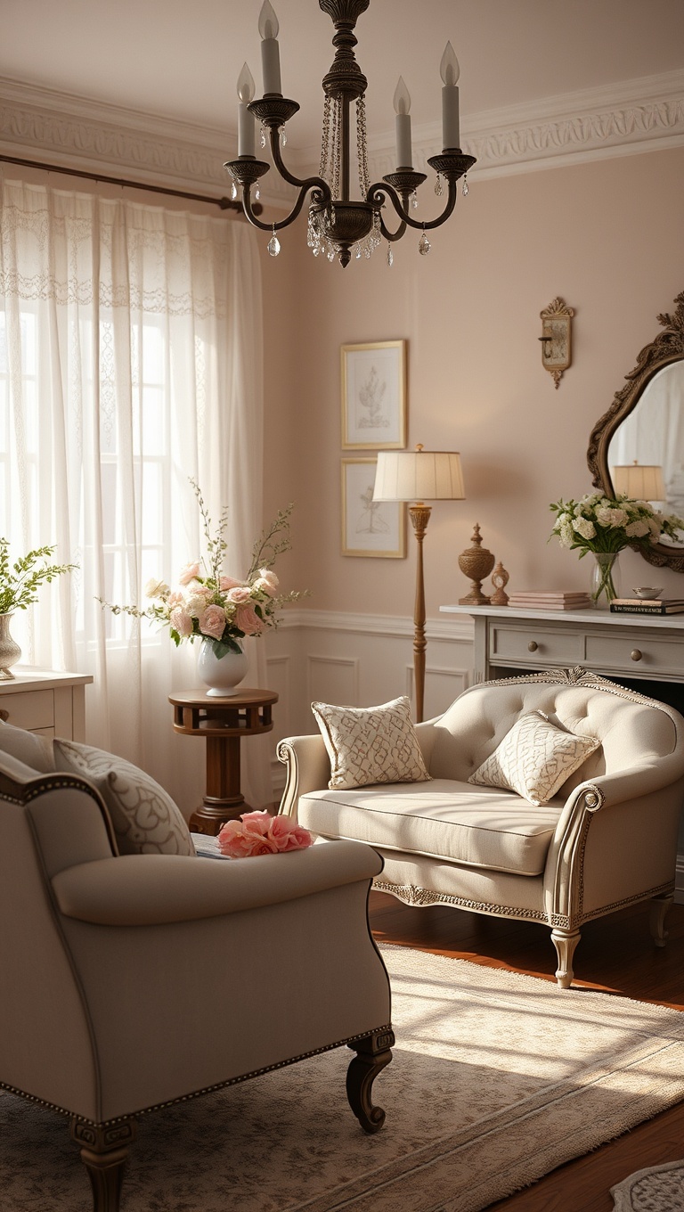 20 Whimsical Ideas for a Romantic Vintage Living Room - 6. Lace Accents: Delicate Touches for Elegance