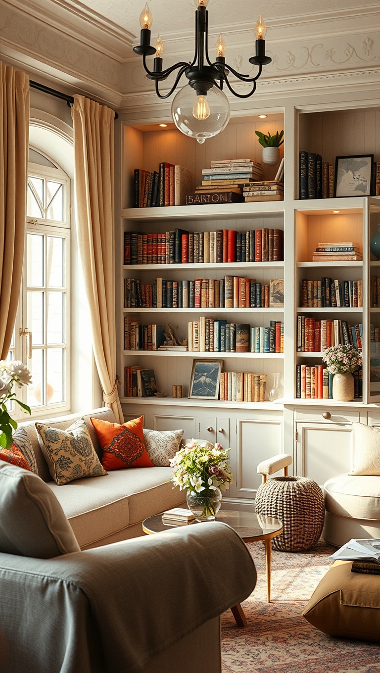 20 Whimsical Ideas for a Romantic Vintage Living Room - 12. Book Nooks: Cozy Corners for Reading and Relaxing