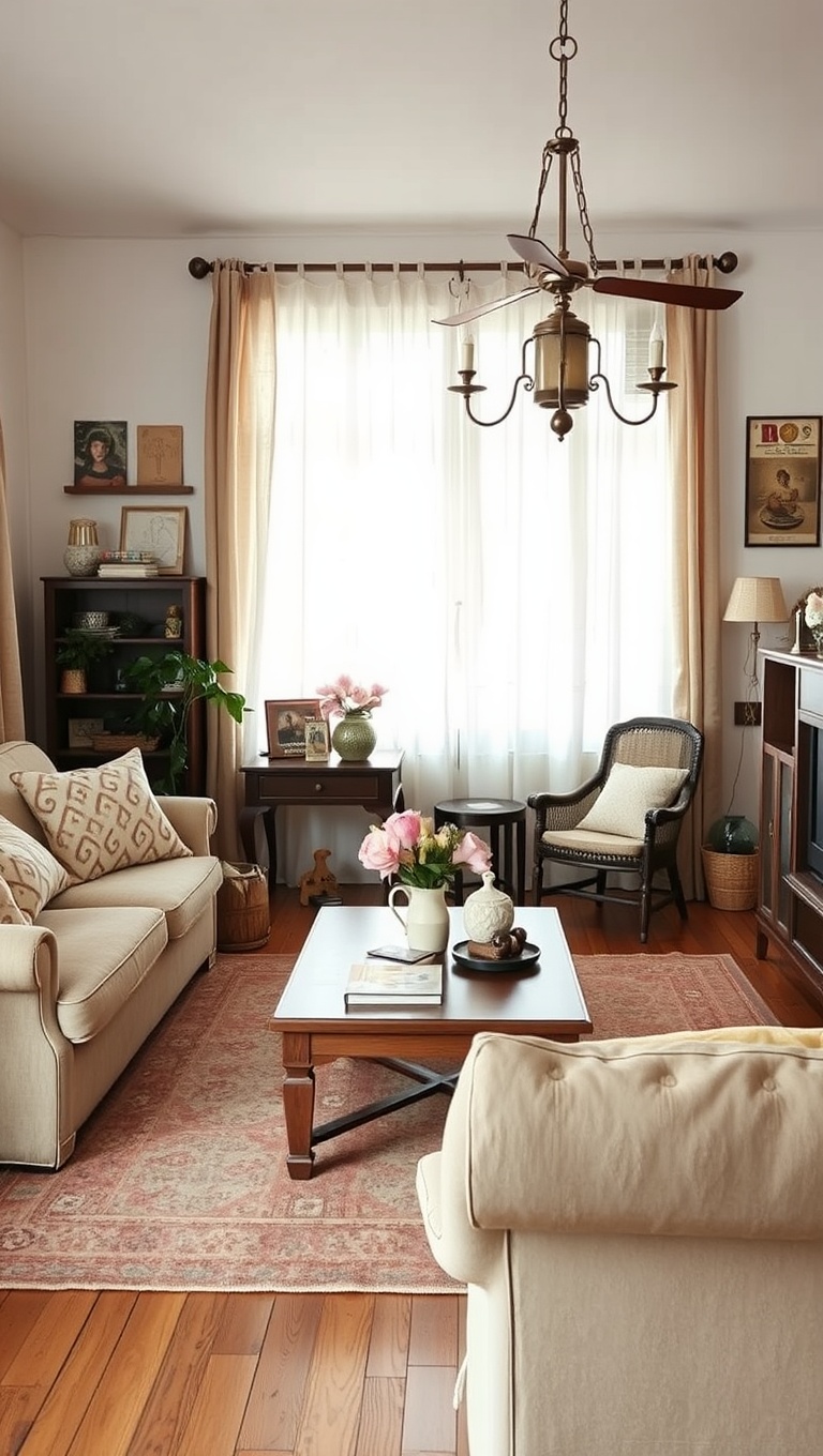 20 Whimsical Ideas for a Romantic Vintage Living Room - 19. Whimsical Accents: Incorporate Quirky Vintage Finds