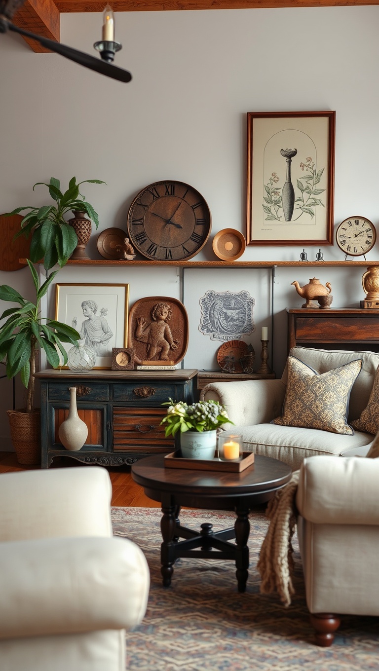 20 Creative Ideas for a Stunning Artisanal Living Room - 5. Vintage Finds: Incorporating Antique Decor