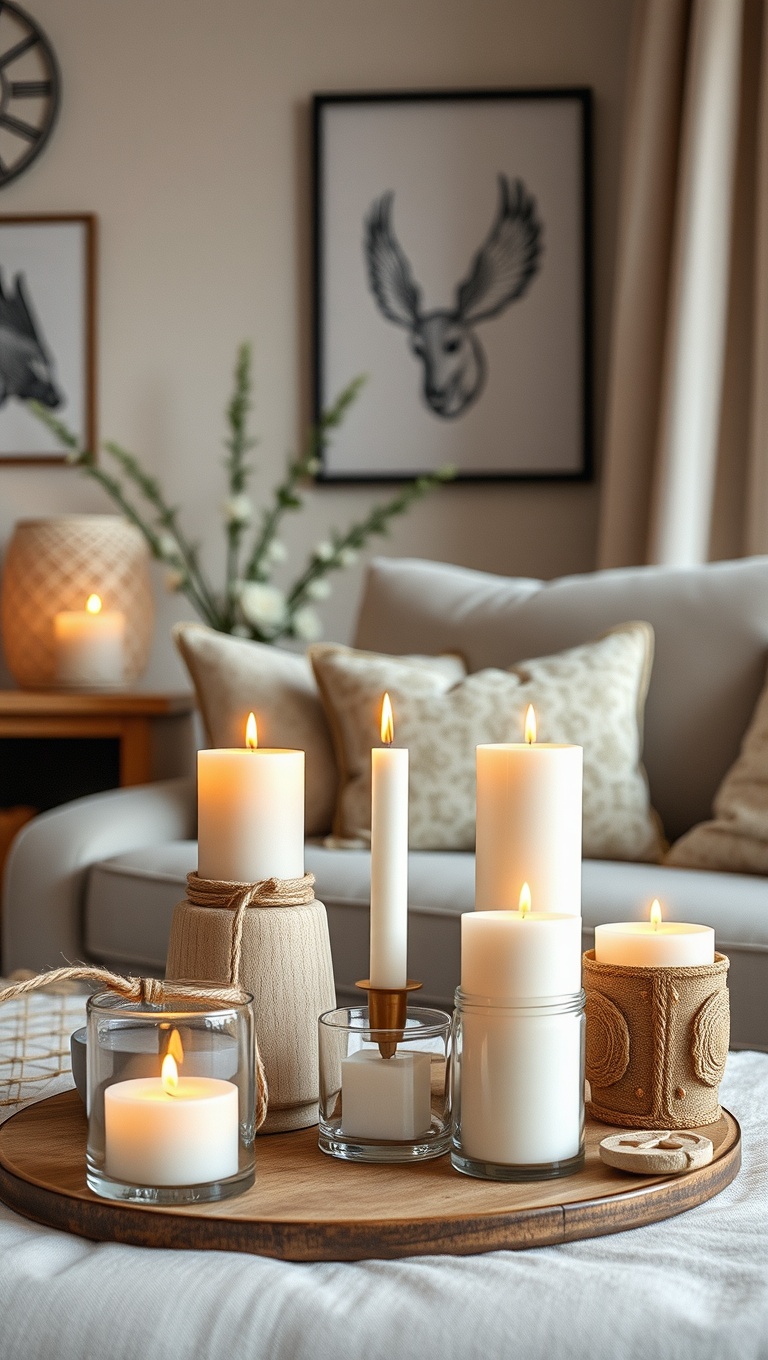 20 Creative Ideas for a Stunning Artisanal Living Room - 9. Handmade Candles for a Soft Glow